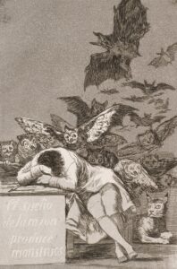 Francisco Goya, Il sonno della ragione genera mostri, Incisione, 1799.
