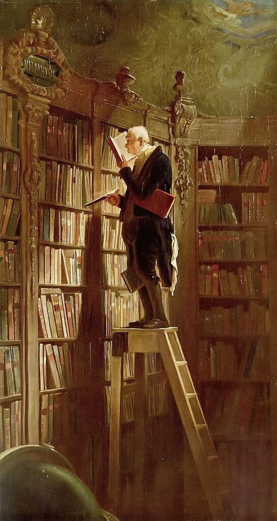 Carl Spitzweg, il topo di biblioteca, 24 × 21 cm, 1851.